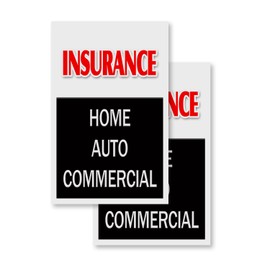 Insurance Home Auto Commercial (2-Pack) 24" x 36" Vinyl Decals | Sign Insert Peel & Stick Decals Stickers Window Signs