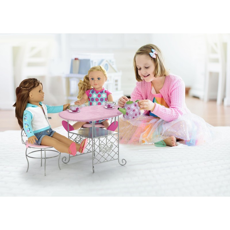Badger Basket Elegant Tea Time Metal Doll Table and Chair