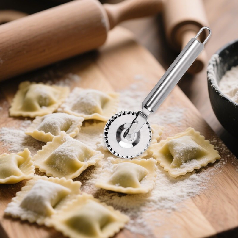 Stainless Steel Pastry Cutter Wheel, Fluted Pasta Dough Crimper Ravioli