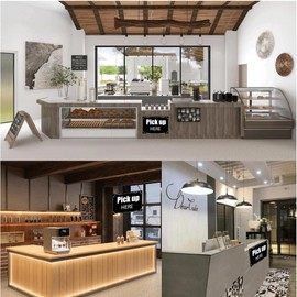 Order Here and Pick Up Here Signs Double-Sided Order Here Sign with 4 Twines Pick up Here Signs for Restaurants Cafes and Bars Bakery Ice Cream Retail Decor (rectangle)