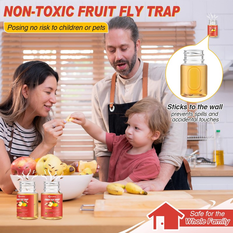 Qualirey 6 Pack Fruit Fly Traps for Indoors, 0.68oz/ Bottle