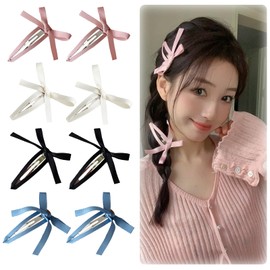 YANHUILAY Bangs Clip, Patching Pin, Set of 8, Ribbon, Hair Clip, Bowknots, Cute, Bangs Pin, Patch Fastener, Hair Accessories, Wedding Accessories, Birthdays, School Entrance Ceremonies, Recitals,