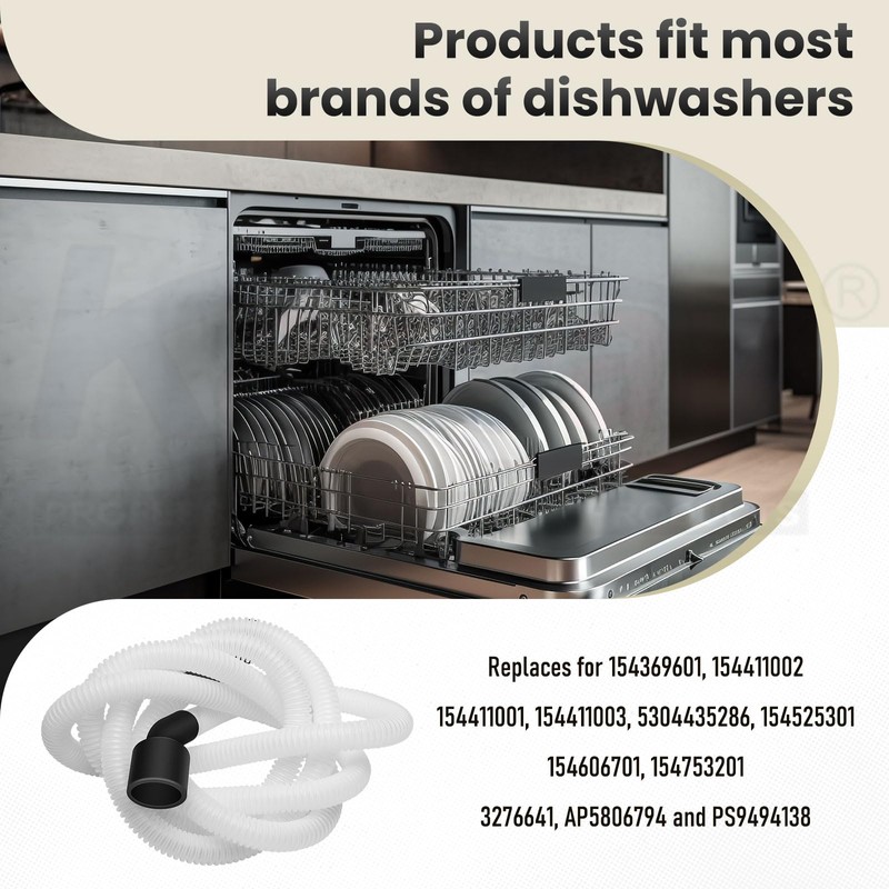 807117001 Dishwasher Drain Hose Compatible with Frigidaire & Electrolux Dishwashers,