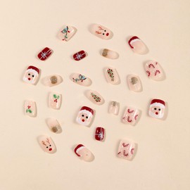Christmas Nails Press Ons Short Press On Nails Square Fake Nails French Tip False Nails With Christmas Tree Elk Designs Acrylic Nails Full Cover Glue On Nails Short Stick On Nails For Women