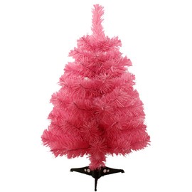 Prettybuy Christmas Tree with Plastic Stand,2-feet,PVC (Pink)