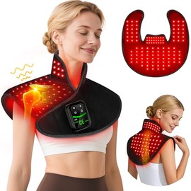 Red Light Therapy for Neck Shoulder with Heat & Massage, 5000mAh Controller Infrared Light Pad with 118 LEDs, Timer & Pulse Modes, Portable Design for Upper Back, Shoulder, Neck, Last 175-190mins