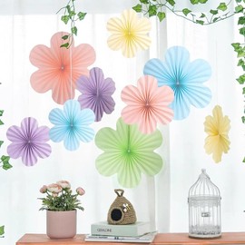 SITEDAN Paper Fan, Flower Paper, Set of 9, Fan Flowers, Paper Fan, Flower for Parties, Decorations, Decorations, Birthdays, Decorations (Multicolor)