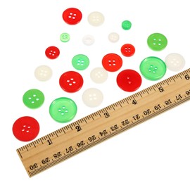 Bememo 400 Pieces Red White and Green Buttons for Crafts Christmas Buttons Bulk 7 Sizes Round Sewing Buttons 2 and 4 Holes Small Buttons for Sewing Art DIY Holiday Decor(Red, Green and White)