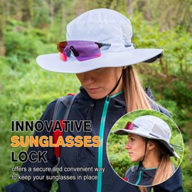 TOP-EX Men's Waterproof Bucket Sun Hat with Wide Brim, Summer Boonie Shade Cap for Outdoor Hiking, Fishing, Beach, Safari - UV Protection SPF Sunhat, Beige M/L