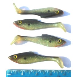 Big Bite Baits 4ct BLACK MINNOW 4" SUPER SHAD SWIMBAITS Bass Fishing Lures Paddle Tail Baits