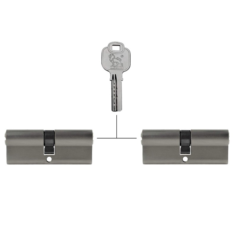 Löwen Sicherheit 2x Profile Cylinder Lock 90 mm 45/45 Simultaneous