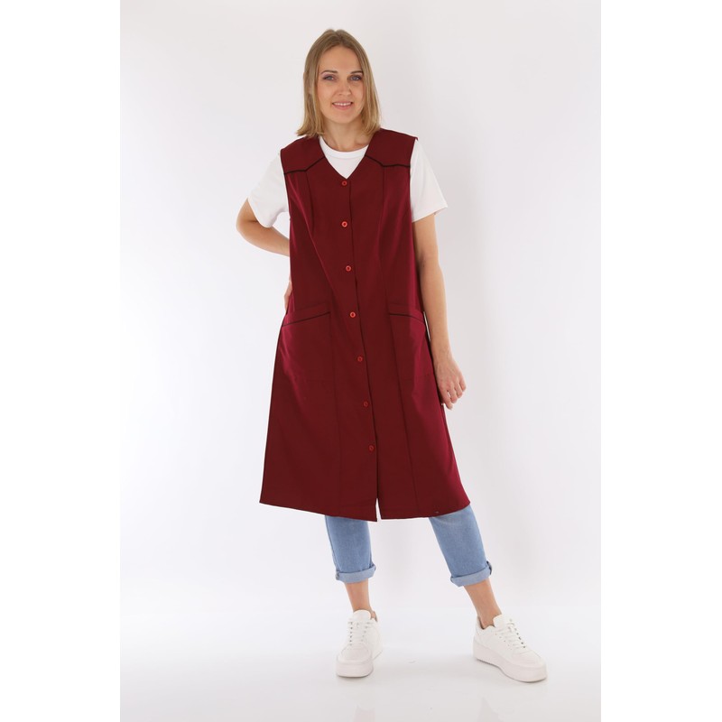 Women's Sleeveless Cooking Apron Apron Button Gown Plain House Dress,