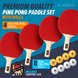 JOOLA Ping Pong Paddle Set with Balls & Carrying Case - Set of 4 or 2 Table Tennis Paddles - Advanced Ping Pong Rackets & Portable Table Tennis Accessories for 2-4 Players