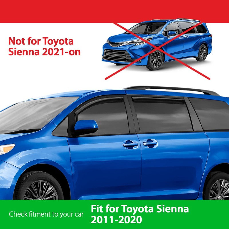 Goodyear Shatterproof in-Channel Window Deflectors for Toyota Sienna 2011-2020, Rain