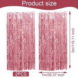 2Pcs 3.2ft x 9.8ft Foil Fringe Curtain, Foil Backdrop Fringe Curtain Glitter Photo Props,Party Decoration for Birthday Graduation Party Prom Ball Photo Booth Props Backdrop (Rose Gold)