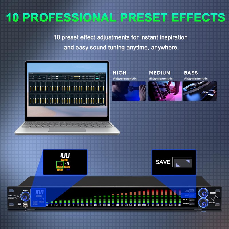 MIZISNR Digital Equalizer for Home Stereo Audio System, Professional 31