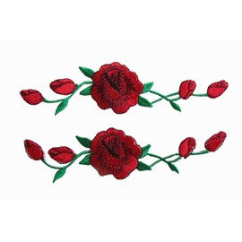 Woohome Iron on Patches, 2 PCS Rose Flower Patch Embroidered Iron on Applique Patch for Craft, Sewing, Clothing, Other Fabrics