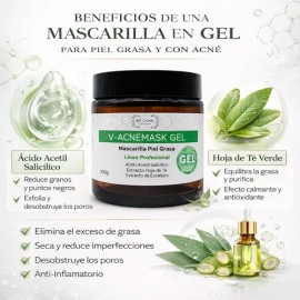 V-acnemask Gel Facial Piel Grasa Sebo Control Piel Brillosa