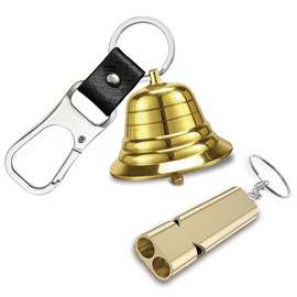 2" Loud Bear Bell with Whistle Set for Hikers Solid Brass Emergency 3 in 1 Bear Bells for Hiking Outdoor Camping Bear Protection Products for Survival Biking Fishing Climbing Self Defense Gear