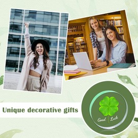 Good Luck Charms Gifts for Women, Men, and Friends, Positive Motivational Gift, Four Leaf Clover Good Luck Paperweight for Work Office Desk Decoration (Clover)