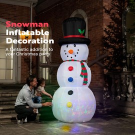 VIVOHOME 8ft Height Christmas Inflatable Snowman with Scarf and Hat Colorful Rotating Led Lights Blow up Outdoor Yard Decoration