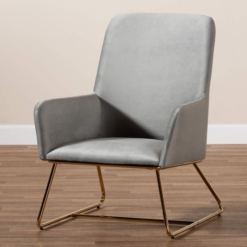 Baxton Studio Chairs, Grey/Gold
