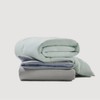 JAJU [JAJU] Crinkle Cotton Contrast Quilt Blanket Q Mint White