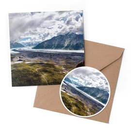 1 x Greeting Card & 10 cm Round Sticker Set - Alaska Matanuska Glacier Park - Birthday Thank You Friend Lover Fan Mum Dad Kids #50059