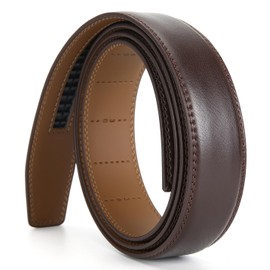 Nelbons Men's Belt Ratchet Automatic Belt for Men 35 mm Wide Leather Belt, 1 3/8 Inch Without Buckle, Brown N9