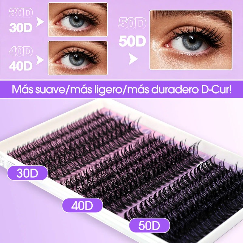 Extensiones De Pestañas Kit 300pcs 304050d Curvaturad 8-16mm