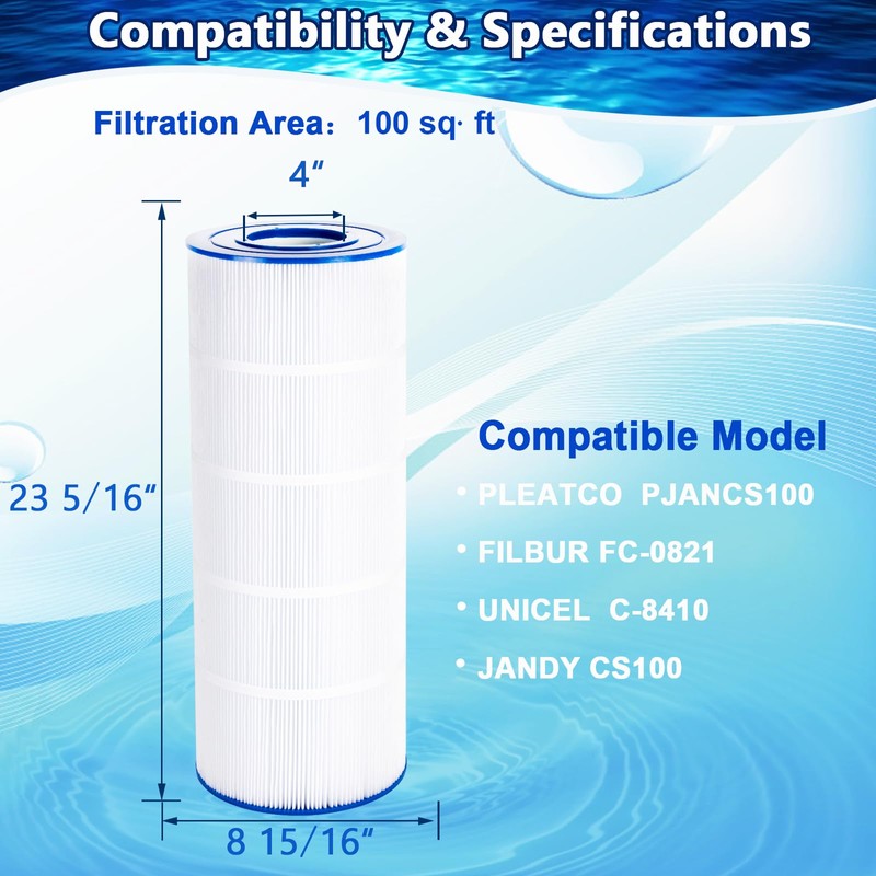 Poolimpid CS100 Pool Filter Compatible with Jandy CS100, R0462200, PJANCS100,