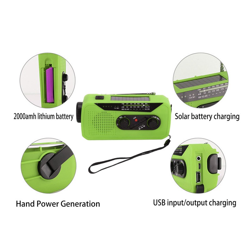 Emergency Radio Hand Power Generation Solar Radio with LED Flashlight