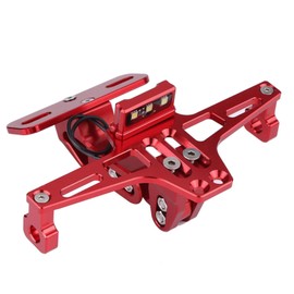 Marco de placa de matrícula de motocicleta con luz, soporte de marco de placa de matrícula de aluminio ajustable de motocicleta con luz(rojo)