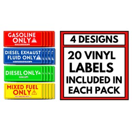 Fuel Sticker Labels For Fuel Tanks, 20 Pack 5 x 2 in UV Resistant, Weatherproof, Waterproof, Self Adhesive, Gasoline Only, Diesel Only, Mixed Fuel Only, Diesel Exhaust Fluid Only Labels for Fuel Tanks