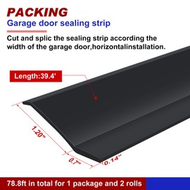 Nuogo Weatherproofing Garage Door Seals Top and Sides Seal Strip PVC Garage Door Weather Stripping with Screws (78.7 ft, Black)
