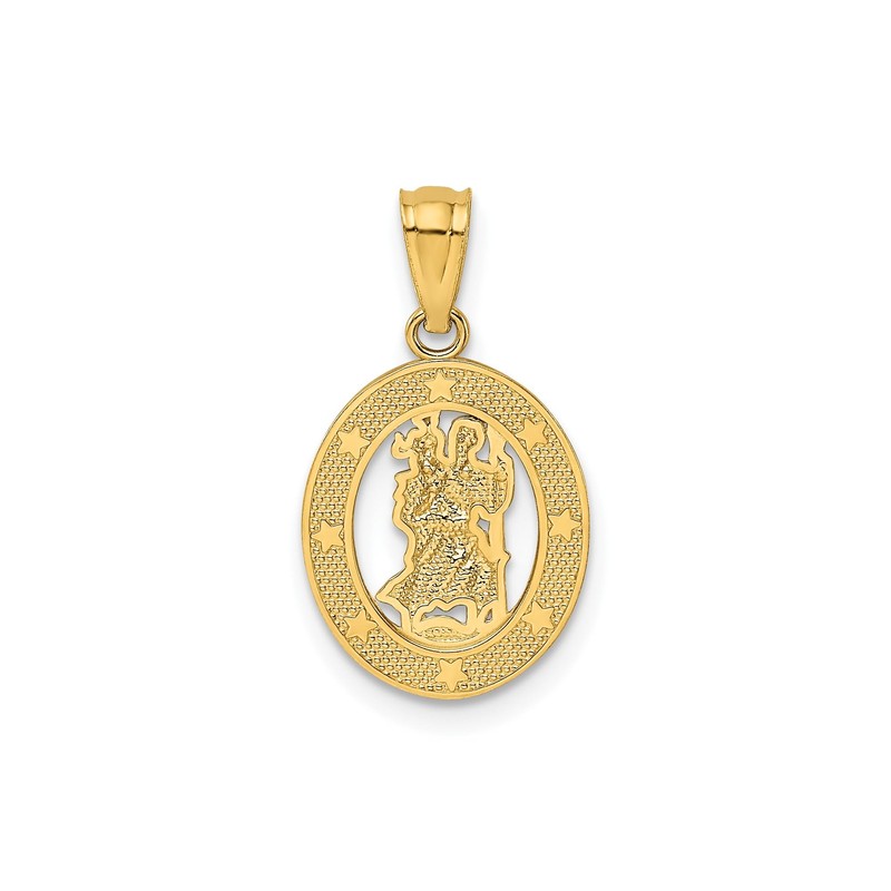 14k Yellow Gold Saint Christopher Medal Pendant for Travel Protection