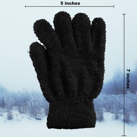 Gravity Trading Men's Women's Warm Winter Fuzzy Cozy Gloves, Black