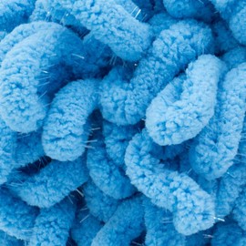 (1 Skein) Lion Brand Yarn Off The Hook Glitz No Needle Bulky Yarn, Sky Blue