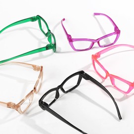 Gr8Sight 6 Pack Metalless & Screwless Spring Hinges Reading Glasses Cat Eye Readers for Women +0.50