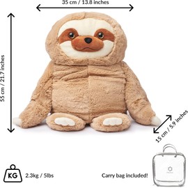 Weighted Anxiety Comfort Animal – 5 lb Light Brown Sloth Calming Plush for Kids & Adults