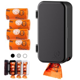 Pexter Dog Poop Bag Wall Mounted Dispenser | Outdoor or Indoor Waste Bags Holder | Stick-On or Screw-On Mount | Includes 4 Doggie Bag Rolls