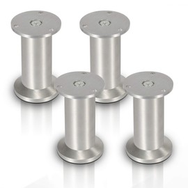 Sonnewelt Set of 4 Furniture Feet, High-Quality Aluminium Furniture Feet, 150 mm Adjustable for Individual DIY Furniture, Furniture Legs, Kitchen Cabinets, Stainless Steel, Round Cabinet Feet