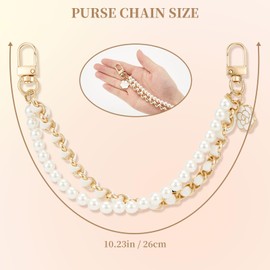 QIUTIMIY 2Pcs Pearl Purse Chain Charms for Handbags Wallet Crossbody Bag Strap Extender Chain,Women Bag Decoration Accessories,Flower White&Black