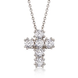 Ross-Simons 1.50 ct. t.w. CZ Cross Pendant Necklace in Sterling Silver. 20 inches