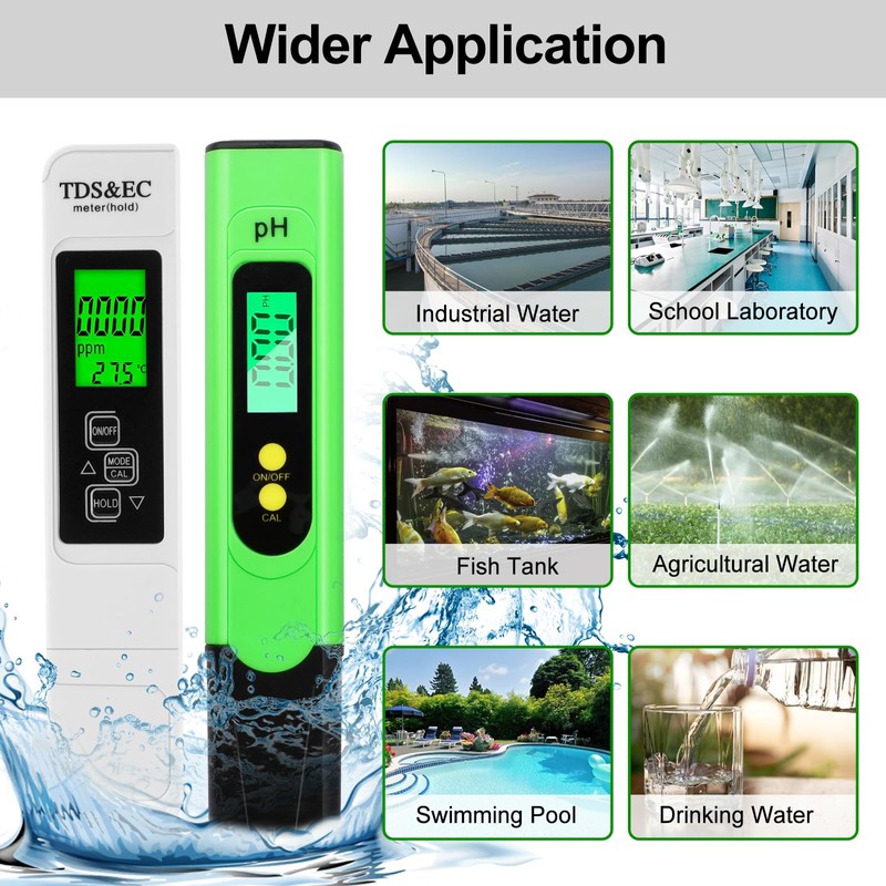 Aideepen PH Meter Digital, PH/TDS/EC Temperature Tester 0.01 High Accuracy,