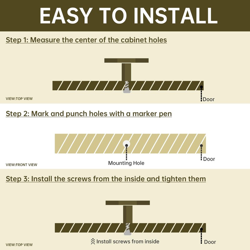 MODMONE 1.18" Cabinet Knobs Solid Brass Dresser Knobs Black Gold