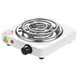 Compact and Portable Countertop Burner- Countertop Single Coiled Burner 1000 Watts Electric Hot Plate Temperature Controls White