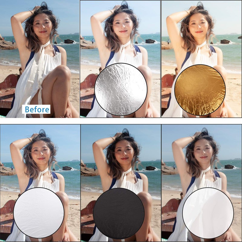 BOLLUMA 32"x32" Photography Light Reflector 5-in-1 Collapsible Multi Disc Lighting