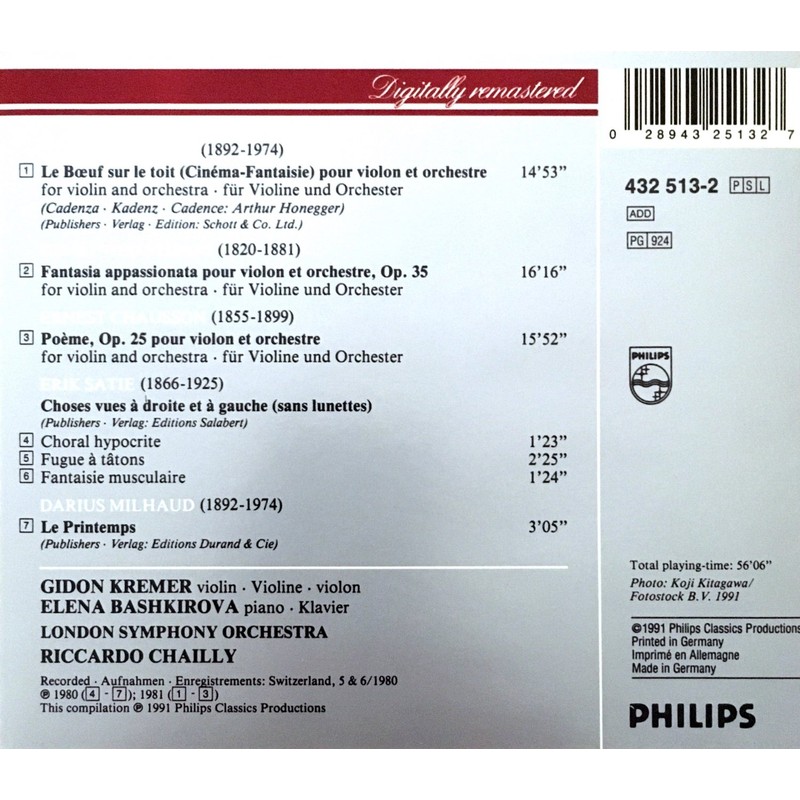 Milhaud/Chausson:Violin Works