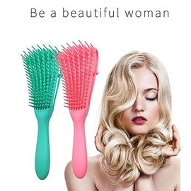 BabySkin Beauty Hair meridians massage comb Anti-static ribs comb eight-claw curly hair comb Fluffy hair comb - Color: Pink
